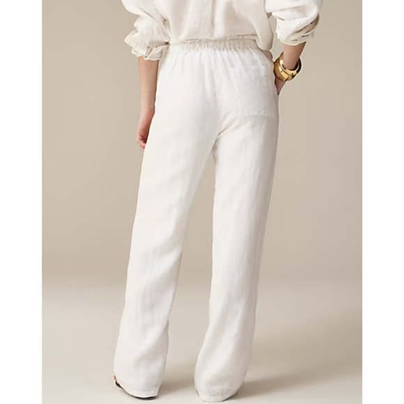 J. Crew Soleil Linen Pants S ST TS Tall NWT White BW527 J.Crew Travel Beach - Picture 6 of 7